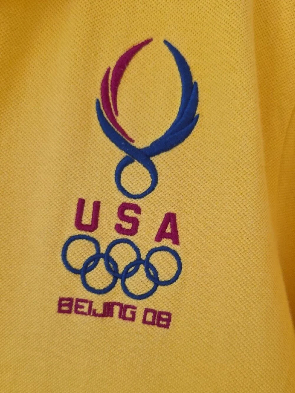 Polo by Ralph Lauren Yellow USA Beijing 2008 Olympics Polo Shirt Men's Size Xl
